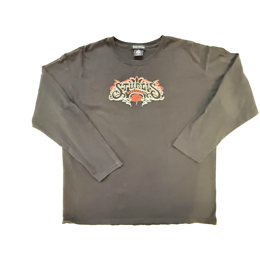 Sturgis Y2K Biker TShirt Mens XL Black Rose Tribal Graphic Bike Week Streetwear